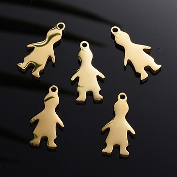 304 Stainless Steel Pendants, Manual Polishing, Stamping Blank Tag, Boy, Golden, 17x9x1.8mm, Hole: 1.2mm
