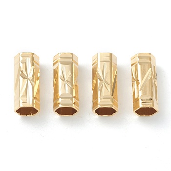 Brass Tube Beads, Long-Lasting Plated, Tube with Star, Real 24K Gold Plated, 15x6mm, Hole: 5mm