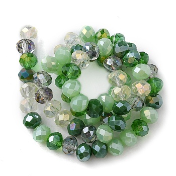 Electroplate Glass Beads Strands, AB Color Plated, Faceted, Rondelle, Sea Green, 7.5~8x6mm, Hole: 1.5mm, about 69~72pcs/strand, 16.54 inch~17.24 inch(42cm~43.8cm)