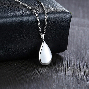 201 Stainless Steel Memorial Urn Ashes Pendants, High Polished, Teardrop, Stainless Steel Color, 31x15mm