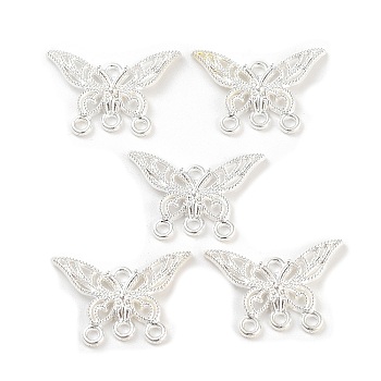 Alloy Chandelier Compone Links, Hollow Butterfly, Silver, 16.5x24x2mm, Hole: 1.6mm