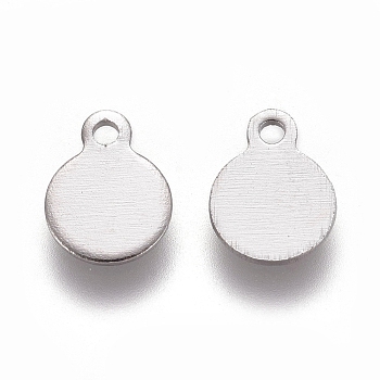 304 Stainless Steel Charms, Stamping Blank Tag, Flat Round, Stainless Steel Color, 6.5x5x0.5mm, Hole: 1mm