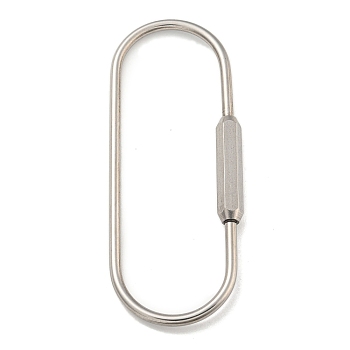 Non-Tarnish 304 Stainless Steel Screw Carabiner Lock Charms, for Necklaces Making, Oval, 88x32x3mm