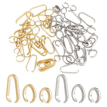 Unicraftale 84Pcs 6 Style 304 Stainless Steel Quick Link Connectors, Linking Rings, Golden & Stainless Steel Color, 5~14x5~7.5x2mm, 14pcs/style