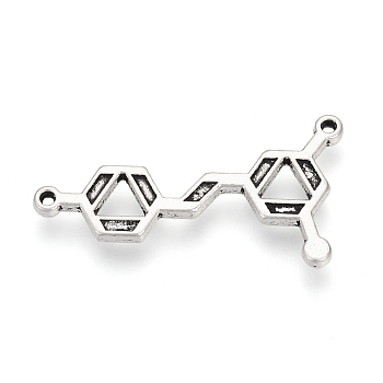 Tibetan Style Alloy Pendants, Cadmium Free & Lead Free, Chemistry Molecule Charms, Antique Silver, 29x16x2mm, Hole: 1mm, about 780pcs/1000g