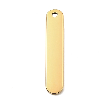 304 Stainless Steel Pendants, Oval Charms, Polishing, Ion Plating(IP), Golden, 37.5x8x2mm, Hole: 1.8mm