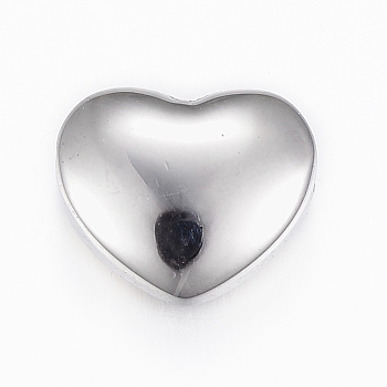 304 Stainless Steel Beads, Heart, Stainless Steel Color, 10x12x5mm, Hole: 1.6mm