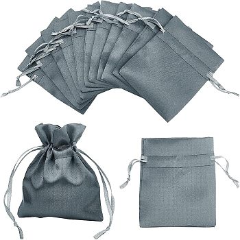 Polyester Drawstring Bags, Jewelry and Candy Pouches, for for Christmas Wedding Party Favors, Rectangle, Gray, 10.3x8.4x0.16cm