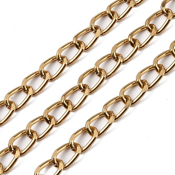Aluminium Curb Chain, Unwelded, with Spool, Light Gold, 12.5x8x2mm, about 131.23 Feet(40m)/Roll