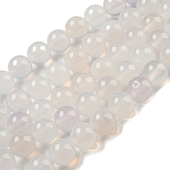 Natural Agate Beads, Dyed, Round, White, Size: about 8mm in diameter, hole: 1mm, 43pcs/strand, 15.5 inch
