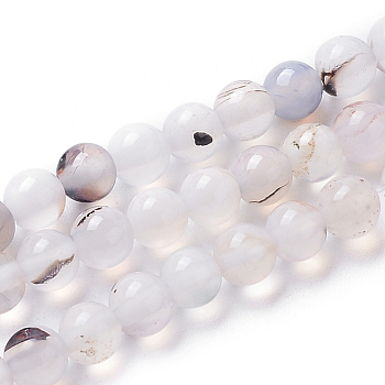 Natural Agate Beads Strands, Dyed, Round, WhiteSmoke, 4mm, Hole: 0.8mm, about 94pcs/strand, 15.75 inch(40cm)