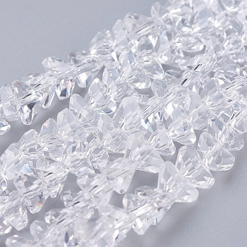 Transparent Glass Beads Strands, Faceted, Triangle, Clear, 4.5x5x6mm, Hole: 1mm, about 88~90pcs/strand, 28~30cm