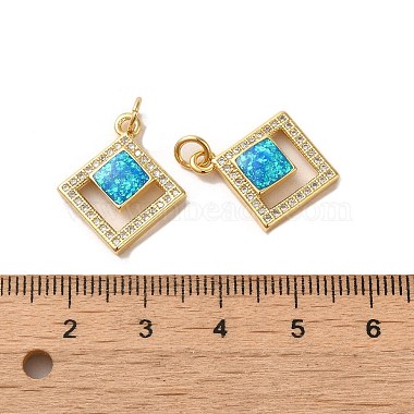 Brass Micro Pave Cubic Zirconia with Synthetic Opal Pendants(KK-D096-17G)-3