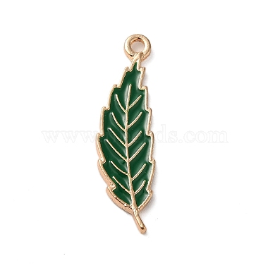 Golden Sea Green Leaf Alloy+Enamel Pendants