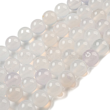 8mm White Round Natural Agate Beads