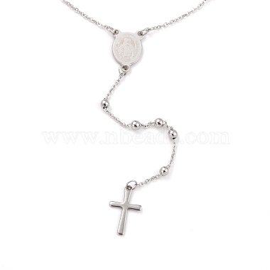 304 Stainless Steel Rosary Bead Necklaces For Religion(STAS-B021-02P)-2