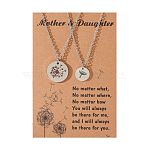 Mother and Daughter 304 Stainless Steel Dandelion Flat Round Pendant Necklaces for Women, Platinum, 17.72 inch(45cm), 2pcs/set(FS-WGEED69-02)