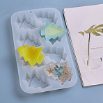 Christmas Tree Silicone Cake Baking Molds, Food Grade Silicone Molds, for DIY Chocolate, Candy Jelly,  Soap Making, White, 282x158x30mm, Hole: 8.5mm, Christmas Tree: 79x64mm(DIY-I034-04)