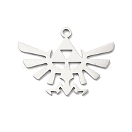 201 Stainless Steel Pendants, The Legend of Zelda Charm, Stainless Steel Color, 30x22.5x1mm, Hole: 2mm(STAS-B037-02P)