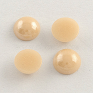 Pearlized Plated Opaque Glass Cabochons, Half Round/Dome, Seashell Color, 7.5~8x3~4mm(PORC-S801-8mm-13)