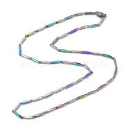 201 Stainless Steel Bar Link Chain Necklaces for Men Women, Rainbow Color, 19.65~19.92 inch(49.9~50.6cm)(NJEW-G112-07B-MCP)
