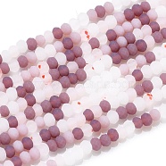 Faceted Glass Beads Strands, Frosted, Rondelle, Old Rose, 2.5~3.2x1.8~2.6mm, Hole: 0.8mm, about 185~186pcs/Strand, 15.55~15.75 inch(39.5~40cm)(GLAA-F106-B-F09)