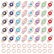 160Pcs 8 Colors CCB Enamel Links Connectors, with Brass Jump Rings, Evil Eye, Mixed Color, 14x7x3.5mm, Hole: 1.8mm, 20pcs/color(KY-NB0001-28)