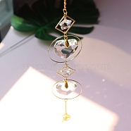 Glass Pendant Decoration, Suncatchers, with Iron Finding, Round, 420mm.(PW-WG71197-01)