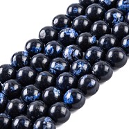 Natural Malaysia Jade Beads Strands, Round, Dyed, Prussian Blue, 8mm, Hole: 1mm, about 48pcs/strand, 15 inch(G-A146-8mm-C09)