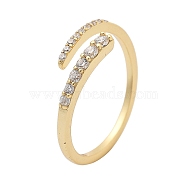 925 Sterling Silver Single Open Cuff Ring with Cubic Zirconia, Golden(QF9516-1)