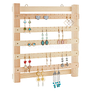 5-Tier Wall-Mounted Wood Earring Display Stand, Jewelry Organizer Holder for Earring Storage, BurlyWood, 28x3x30.5cm, Hole: 1.5mm(EDIS-WH0016-026)