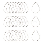 Brass Links, teardrop, Silver Color Plated, about 11mm wide, 16mm long, 1mm thick(EC03111x16mm-S)