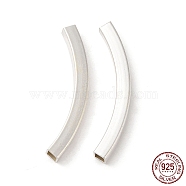 925 Sterling Silver Beads, Curved Tube, Silver, 39.5~40.5x4x4mm, Hole: 3x3mm(STER-G037-04S)