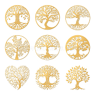 Nickel Decoration Stickers, Metal Resin Filler, Epoxy Resin & UV Resin Craft Filling Material, Tree of Life Pattern, 40x40mm, 9 style, 1pc/style, 9pcs/set(DIY-WH0450-006)