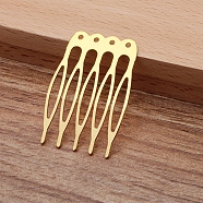 Iron Hair Comb Findings, with Loops, Golden, 40x27x0.8mm(OHAR-PW0001-431G)