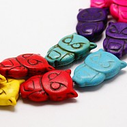 Owl Synthetic Turquoise Beads Strands, Dyed, Mixed Color, 30x20x8mm, Hole: 1mm, about 155pcs/1000g(TURQ-I010-28)
