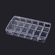 Plastic Bead Storage Containers, 18 Compartments, Rectangle, Clear, 29x18x4.3cm(CON-R006-11)