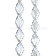 Electroplate Glass Beads Strands, Rhombus, Light Grey, 15x10x5mm, Hole: 1mm, about 43pcs/strand, 25.39''(64.5cm)(EGLA-B010-01A-PL02)