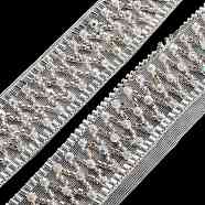 Polyester Lace Trims, with ABS Imitation Pearl Beads and Glass, Floral White, 1-1/8 inch(29mm)(OCOR-A007-20)