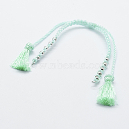 Braided Nylon Cord for DIY Bracelet Making, with 304 Stainless Steel Findings, Aquamarine, 6 inch~6-3/4 inch(150~170mm)x1~5x1~2mm(MAK-K013-I01)