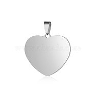 201 Stainless Steel Stamping Blank Tag Pendants, Manual Polishing, Heart, Stainless Steel Color, 23x25x1.5mm, Hole: 2.8x6mm(STAS-S105-T590-25-1)