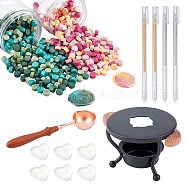 CRASPIRE DIY Stamp Making Kits, Including Sealing Wax Particles, Iron Wax Furnace, Brass Spoon, Plastic Empty Cosmetic Containers, Paraffin Candles, Mixed Color, Sealing Wax Particles: 600pcs(DIY-CP0004-66B)