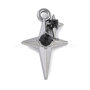 Rack Plating Alloy Jet Rhinestone Pendants, Cadmium Free & Nickel Free & Lead Free, Star, Gunmetal, 19x12x4mm, Hole: 1.6mm(PALLOY-F018-18B-02)