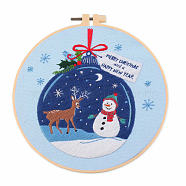 DIY Christmas Theme Embroidery Kits, Including Printed Cotton Fabric, Embroidery Thread & Needles, Plastic Embroidery Hoop, Christmas Bell, 200x200mm(XMAS-PW0001-175I)