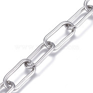 304 Stainless Steel Paperclip Chains, Drawn Elongated Cable Chains, Unwelded, with Card Paper, Stainless Steel Color, 16x7.5x1.5mm(CHS-F012-05P)