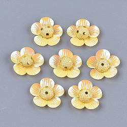 Foam Cabochons, with Sequins/ Paillettes and Polyester, Flower, Gold, 42~44x43~45x10~12mm, about 100pcs/bag(KY-T007-02G)