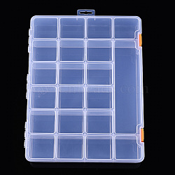 Rectangle Polypropylene(PP) Bead Storage Container, with Hinged Lid and 18+3 Compartments, for Jewelry Small Accessories, Clear, 32.5x24.9x5cm, Inner Diameter: 5.8x5.1x4.9cm, 5.8x4.9x21cm(CON-N013-07)