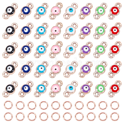 Nbeads 160Pcs 8 Colors CCB Enamel Links Connectors, with Brass Jump Rings, Evil Eye, Mixed Color, 14x7x3.5mm, Hole: 1.8mm, 20pcs/color(KY-NB0001-28)