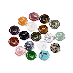 Natural & Synthetic Mixed Stone Donut Charms, Mixed Dyed & Undyed, 14~14.5x4~4.5mm, Hole: 4mm(G-N344-39A)