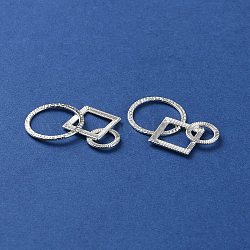 Alloy Linking Rings, Lead Free & Nickel Fre & Cadmium Free, Silver, 33x21x2.1mm(PALLOY-UN0001-04S-NR)